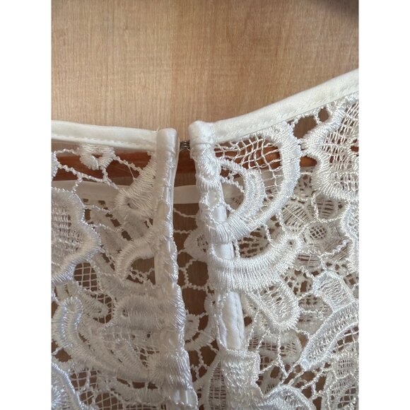 Adrianna Papell Ivory Lace Sheath Dress Illusion Neckline Size 10 NWT - Picture 14 of 16